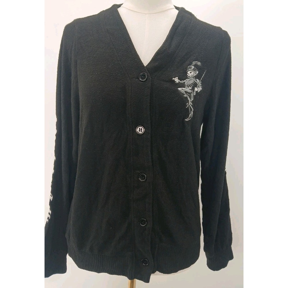 My Chemical Romance Dancing/ Band Skeleton Black Button Up Cardigan Medium Y2K